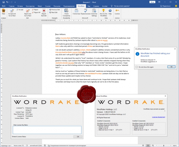 WordRake for Microsoft Outlook & Word v3.95