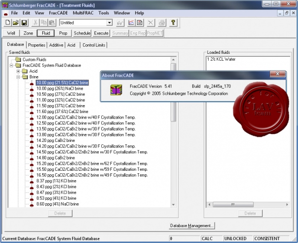 Omega Schlumberger software. Fluid Editor. Temp bin