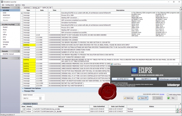 Schlumberger ECLIPSE Simulation v2017.2